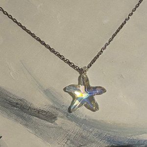 SWAROVSKI SEA STAR CHARM WITH SILVER HANGER IN NICKEL CHAIN
